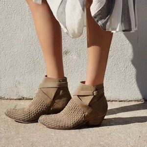 Free People Venture Woven Suede Ankle Buckle Boots SZ EU 36 US 5.5/6